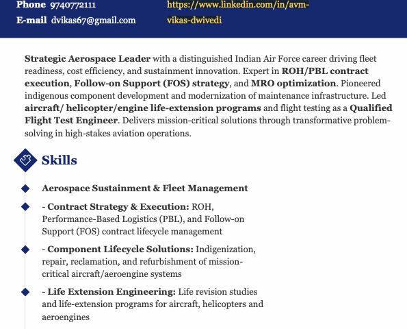 Air Vice Mshl Vikas Dwivedi VSM (Retd)